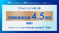 【TVer】2024年3月の月間再生数 過去最高4.5億回を記録