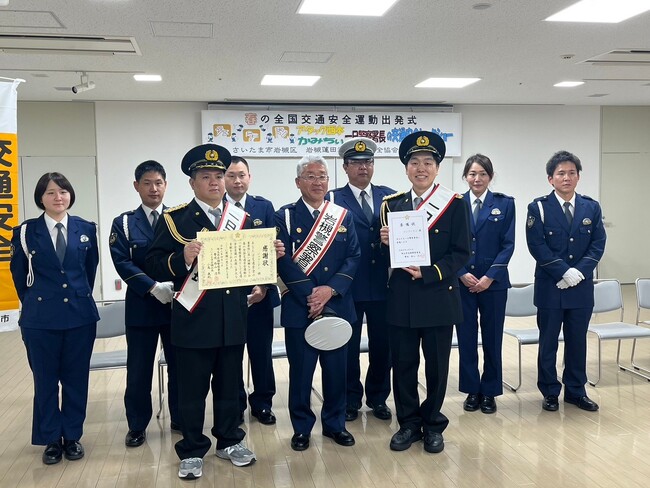 大宮セブン・ジェラードンが埼玉県・岩槻警察署の一日警察署長に就任！自転車のヘルメット着用義務等、交通安全を啓蒙！【4月8日(月)イベントレポート】