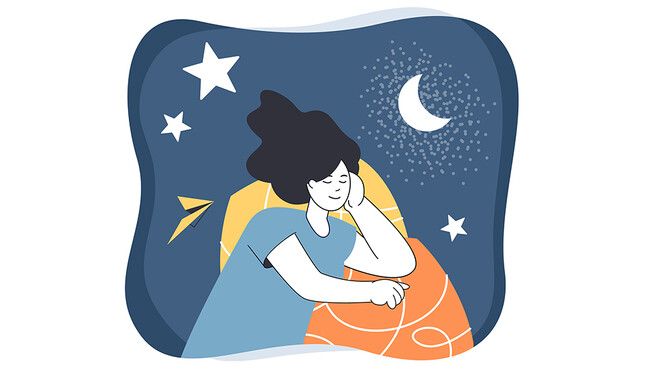 睡眠時間　現状6.4時間、理想7.4時間　昨年と同じ1時間のギャップ　「日中眠くなる」「疲れがとれない」「眠りが浅い」が増加傾向