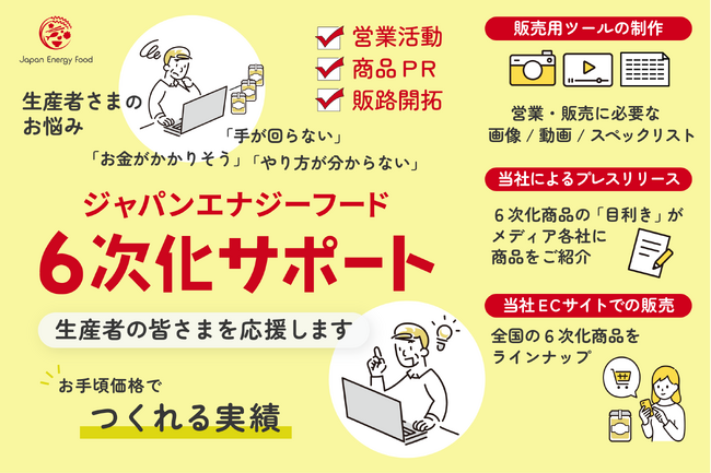 【６次化支援】EC販売に営業ツールとPRをプラス、販路開拓を応援！「ジャパンエナジーフード６次化サポート」サービス提供開始