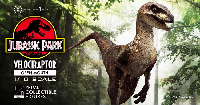 映画『ジュラシック・パーク』から牙を剥くヴェロキラプトルが、プライムコレクタブルフィギュアに登場