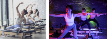 マシンを使ったグループピラティスレッスン
MEGALOS Reformer Pilatesを5月より導入開始
最新トレンド　リフォーマーワークアウト※1登場！