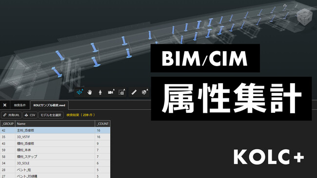 KOLC+、BIM/CIM属性からの数量算出に対応。集計表をクラウドで作成可能に