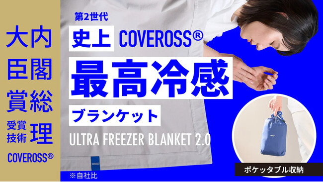 内閣総理大臣賞受賞技術カバロス! 「Makuake」にて先行販売の「ウルトラフリーザーブランケット2.0」応援購入総額2600万円達成