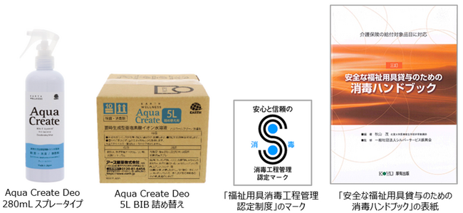 革新的な酸化制御技術「MA-T(R)」を採用したアース製薬の『Aqua Create（アクアクリエイト）』が福祉用具の消毒方法に認定され衛生管理に貢献
