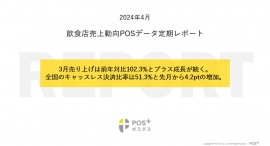 クラウド型モバイルPOSレジ「POS+(ポスタス)」飲食店売上動向レポート2024年4月 クラウド型モバイルPOSレジ「POS+(ポスタス)」飲食店売上動向レポート2024年4月