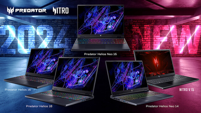 AIゲーミングノートPC始め2024年度NEWモデルを含む過去最多の5モデル20機種が一挙に登場！ゲーミングブランドPredator、Nitroより発売開始 !