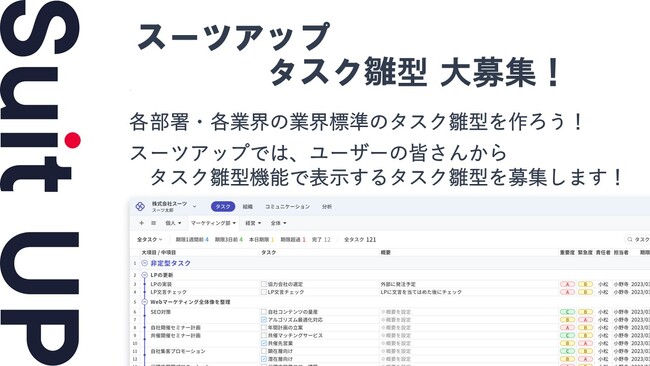 経営支援クラウド「Suit UP」（スーツアップ）タスク雛型の募集のお知らせ