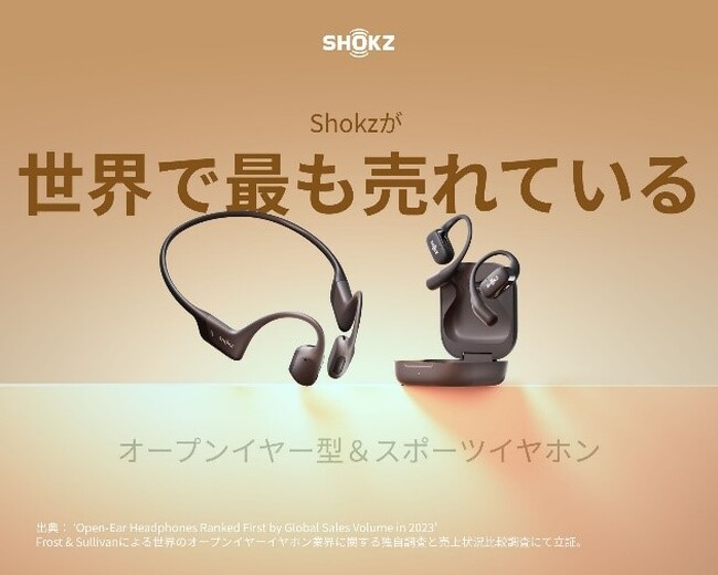 革新的なリスニング体験を提供する「Shokz」2023年に最も売れたオープンイヤー型イヤホンとスポーツイヤホンに認定！