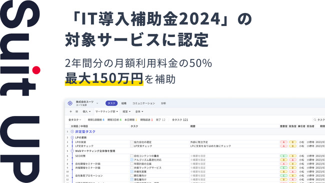 経営支援クラウド「Suit UP」（スーツアップ）「IT導入補助金2024」の対象サービスに認定