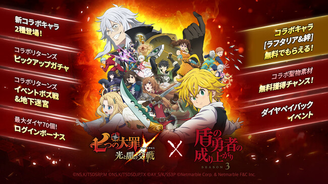 『七つの大罪 ～光と闇の交戦～』『グラクロ』×『盾の勇者』コラボリターンズ開催！新コラボキャラ【フィロリアルの女王】フィトリア、【眷属器の所持者】グラスが登場！