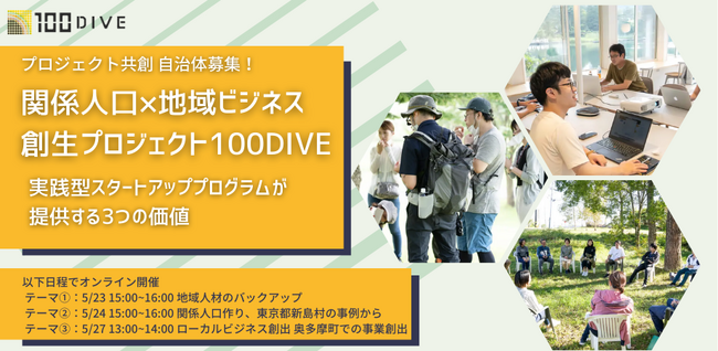 関係人口共創×地域ビジネス創生プロジェクト100DIVE全国16地域の実績からノウハウ展開を更に加速すべく共創自治体募集へ