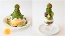 左:抹茶と桜のとろ~りパンケーキ/右:抹茶さくら満喫パフェ 左:抹茶と桜のとろ~りパンケーキ/右:抹茶さくら満喫パフェ