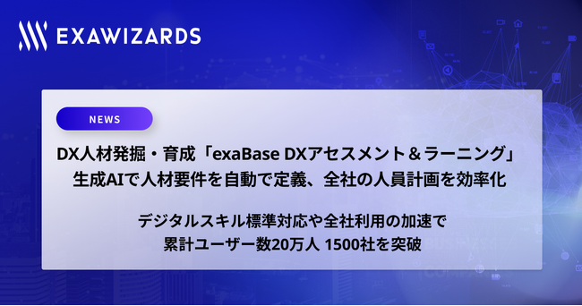 DX人材発掘・育成の「exaBase DXアセスメント＆ラーニング」、 生成AIで人材要件を自動で定義、全社の人員計画を効率化