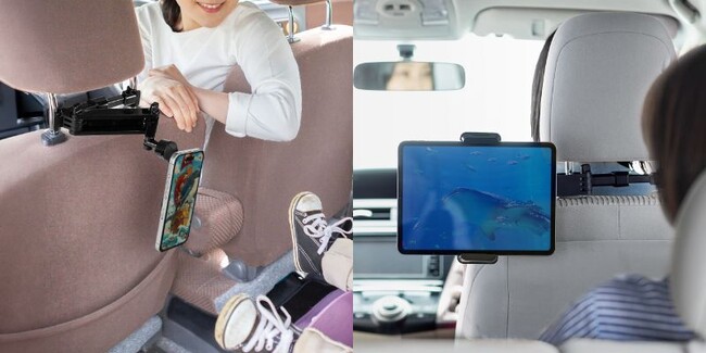 後部座席で動画を楽しむ！ヘッドレストに取り付けができる車載ホルダーを4月30日に発売