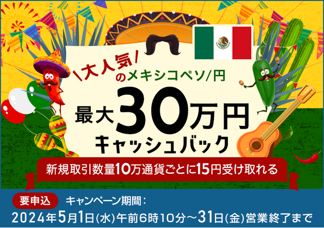 【セントラル短資FX】メキシコペソ/円キャッシュバックキャンペーンのお知らせ