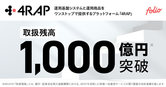 運用基盤システムと運用商品をワンストップで提供するプラットフォーム「4RAP」、取扱残高1,000億円を突破