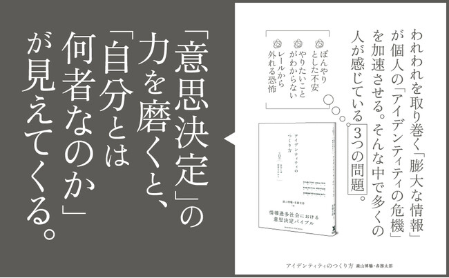 未来は「どうなるか」ではなく「どうしたいか」。「自分とは何者なのか？」を知り、意思決定をデザインする書籍『アイデンティティのつくり方』が本日発売！