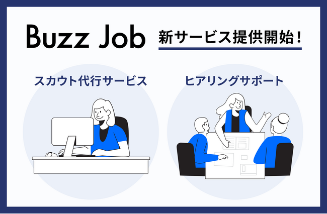 BuzzJob、ダイレクトリクルーティング媒体でのスカウトを代行する「スカウト代行サービス」と社員の声を実績豊富な“相談役“が拾い上げる「ヒアリングサポート」を提供開始！