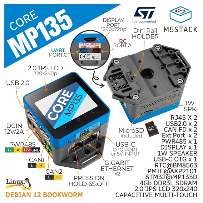M5Stack社新製品、LinuxベースのIoT開発キット「M5Stack CoreMP135」をスイッチサイエンスウェブショップにて2024年5月8日より販売開始