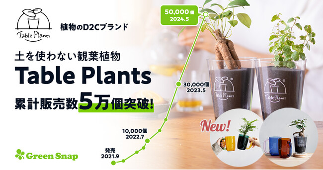 【GreenSnap】土を使わない観葉植物「Table Plants」累計販売数5万個を突破！