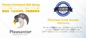 「プリザンター」が「ITreview Grid Award 2024 Spring」の4カテゴリにおいてアワード最高位「Leader」を5期連続で受賞