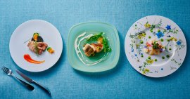 ▲夏に旬を迎える淡路島産の“鮑・雲丹・鱧”を使用したフルコース ▲夏に旬を迎える淡路島産の“鮑・雲丹・鱧”を使用したフルコース