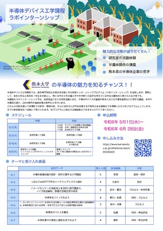 半導体の魅力を知るチャンス!!~半導体デバイス工学課程ラボインターンシップ~