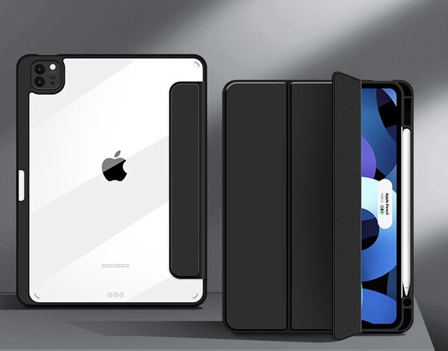 【新型iPad Air(M2) / Pro (M4) 対応ケース】”エアコート”を発売。フロントカバーが取り外し可能な、ApplePencil用スロット付背面クリアシェルケース