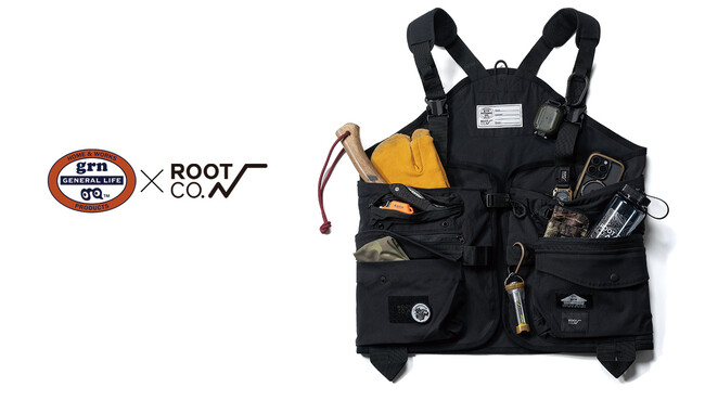 grn GENERAL LIFE × ROOT CO. コラボレーション、大容量収納＆ROOT CO.ギアと相性抜群なユーティリティアウトドアベスト販売開始