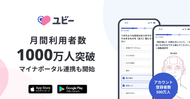 「ユビー」月間利用者数1000万人を突破