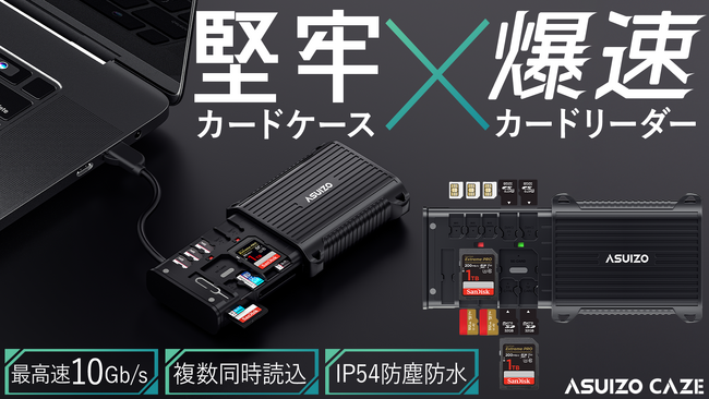 爆速カードリーダー×耐衝撃カードケース！SDカードデータはその場で即保存！「ASUIZO CAZE」5月18日（土）より応援購入サービス「Makuake」にて先行予約販売を開始