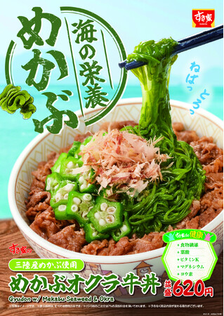 【すき家】“ねばっ” “とろっ”な食感がたまらない！さっぱりとした味わいが初夏にぴったりな「めかぶオクラ牛丼」発売！