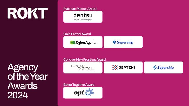 Roktが国内代理店パートナーを表彰する「Rokt Agency of the Year Awards 2024」の受賞企業を発表。