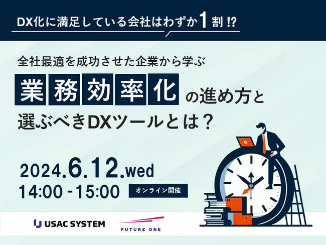 【6/12（水）14:00～開催】DX化に満足している会社はわずか１割？！自社に適した業務効率化の進め方とは？オンラインセミナーを開催