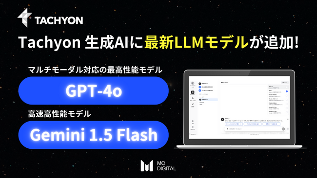 最新LLMモデルの「GPT-4o」「Gemini 1.5 Flash」を「Tachyon 生成AI」に搭載