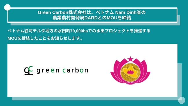 Green Carbon株式会社は、ベトナム Nam Dinh省の 農業農村開発局DARDとのMOUを締結