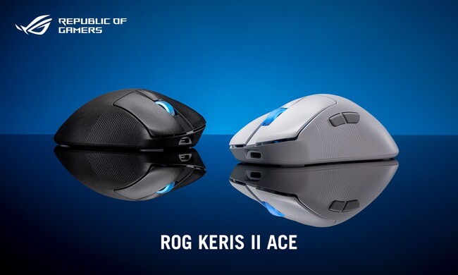 ASUSのゲーミングブランドRepublic of Gamersより、54g、最大42,000DPI対応の高精度、軽量ゲーミングマウス「ROG Keris II Ace」を発表