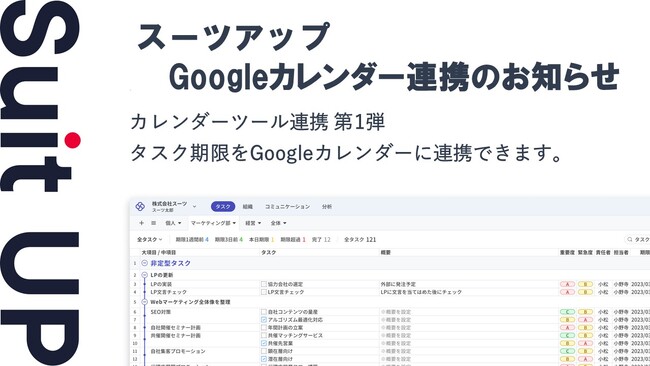 経営支援クラウド「Suit UP」（スーツアップ）、カレンダーツール「Googleカレンダー」連携のお知らせ