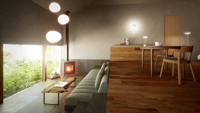 【箱根リトリート fore & villa 1/f】新規エリアに自然と調和し共存する平屋屋根の7つのヴィラを新設