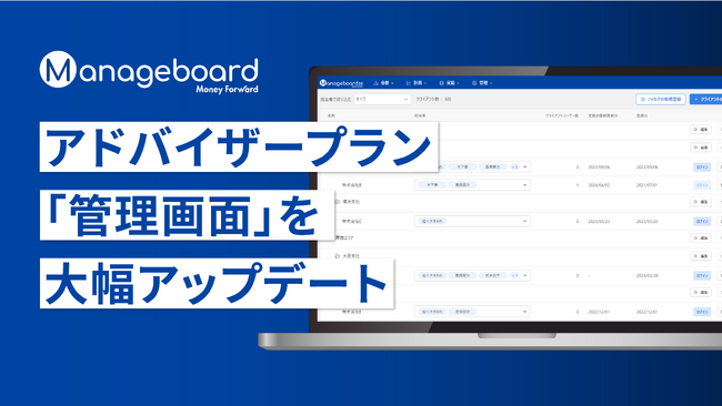 管理会計プラットフォーム 『Manageboard』、「アドバイザープラン」管理画面を大幅アップデート