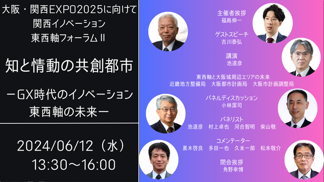 2024年6月12日（水）関西イノベーション東西軸フォーラムII　”知と情動の共創都市 -GX時代のイノベーション東西軸の未来-”　を開催。