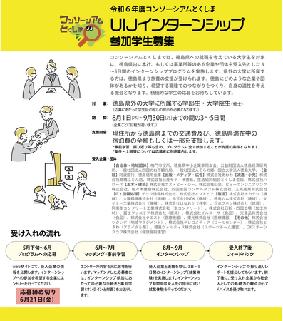 徳島県内企業へのUIJターン就職を考えている大学生の皆様【インターンシップの御案内】【受入企業数４０社以上！】