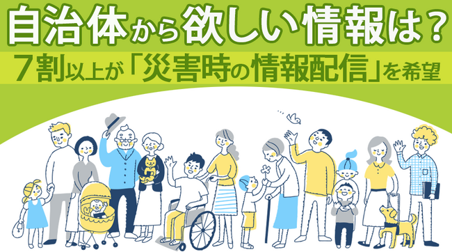 【自治体から欲しい情報は？】7割以上が「災害時の情報配信」を希望