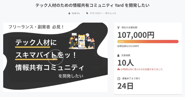 【3日で目標金額達成】テック人材向け情報共有コミュニティ「Yard」、クラウドファンディング公開中