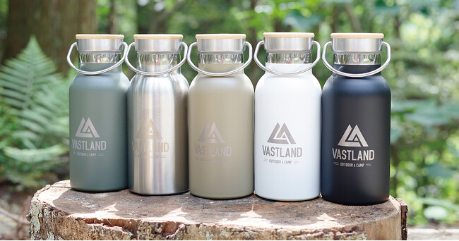 キャンプギアブランド「VASTLAND」、二重断熱構造で保温・保冷に優れた「ステンレスボトル」に新容量（350ml）と新色（タン）を追加