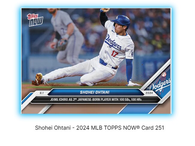 Topps株式会社が　Topps NOW新商品「Shohei Ohtani - 2024 MLB TOPPS NOW(R) Card 251等 」発売開始を発表