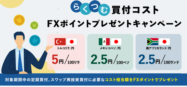 「らくつむ買付コストFXポイントプレゼントキャンペーン」実施！