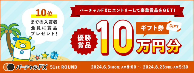 仮想資産500万円をFXでいくら増やせるか？！優勝者にはAmazonギフト券10万円分！第51回『バーチャルFX』コンテストを開催