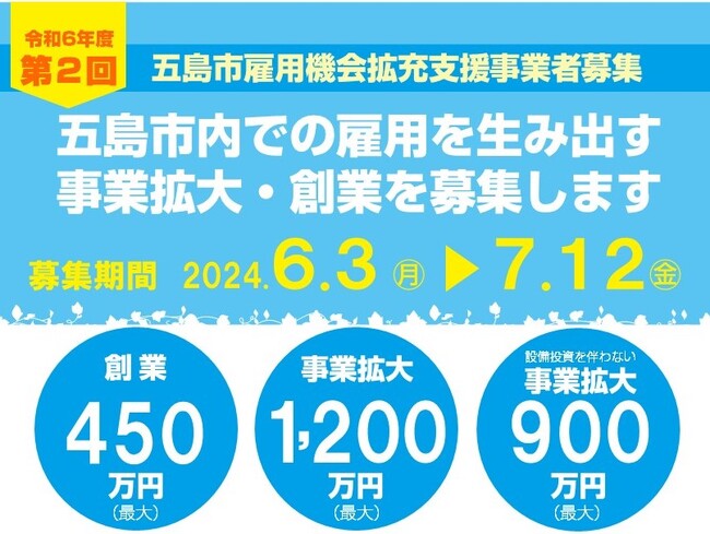 令和６年度第２回五島市雇用機会拡充支援事業者募集!!